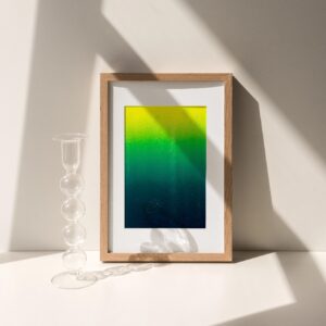 modern-hanging-frame wood with lino print gradient